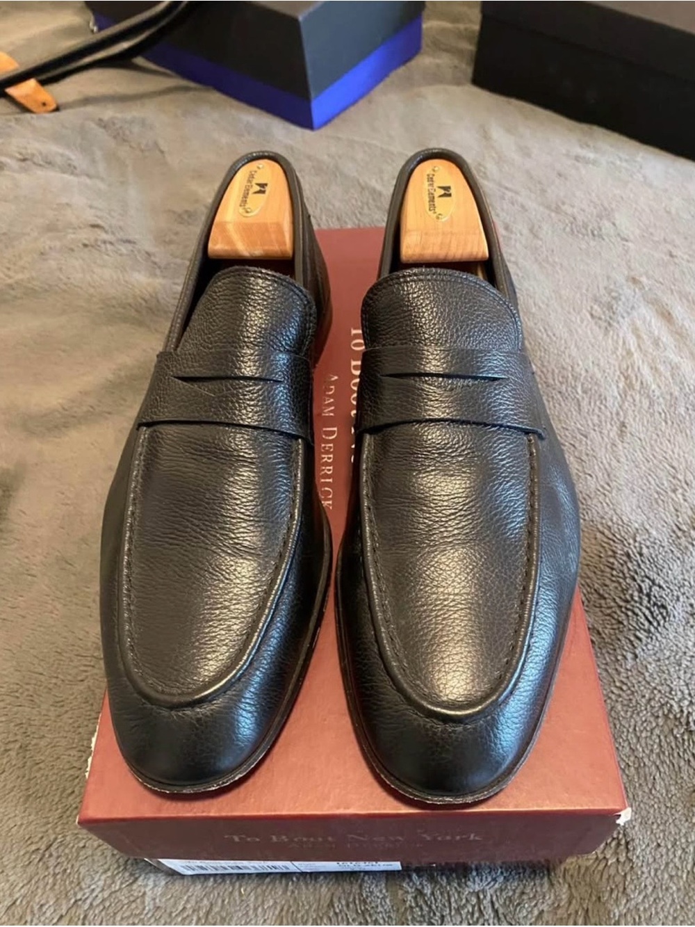 To Boot Black Pebbled Leather Penny Loafers